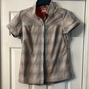Columbia Orange and Gray Plaid Shirt